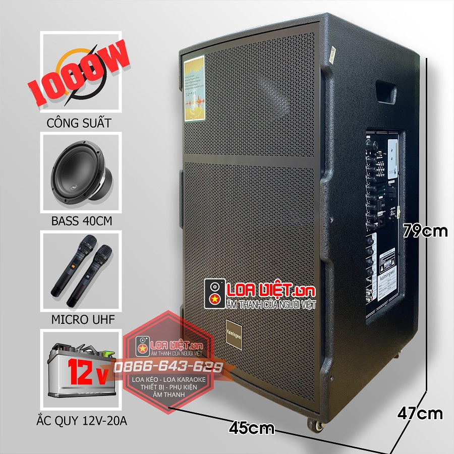  Loa kéo di động Kaimingwei SR3-15 - Bass 40 ; Loa 3 đường tiếng