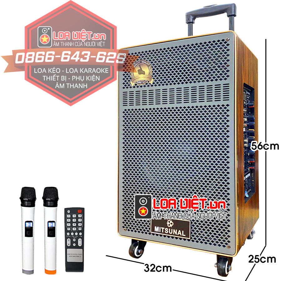 [Loaviet.vn]Loa kéo di động Mitsunal M50 Vỏ gỗ - Model mới