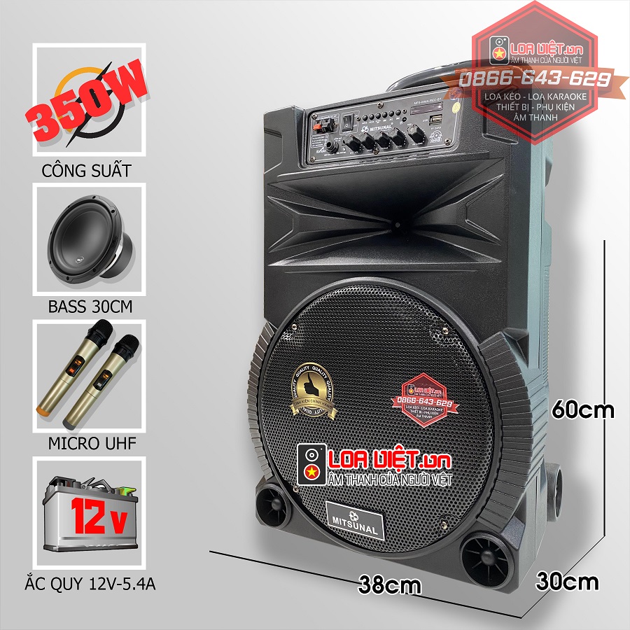 Loa kéo di động Mitsunal ND-350B30 - Bass 30 - Mẫu mới 2024