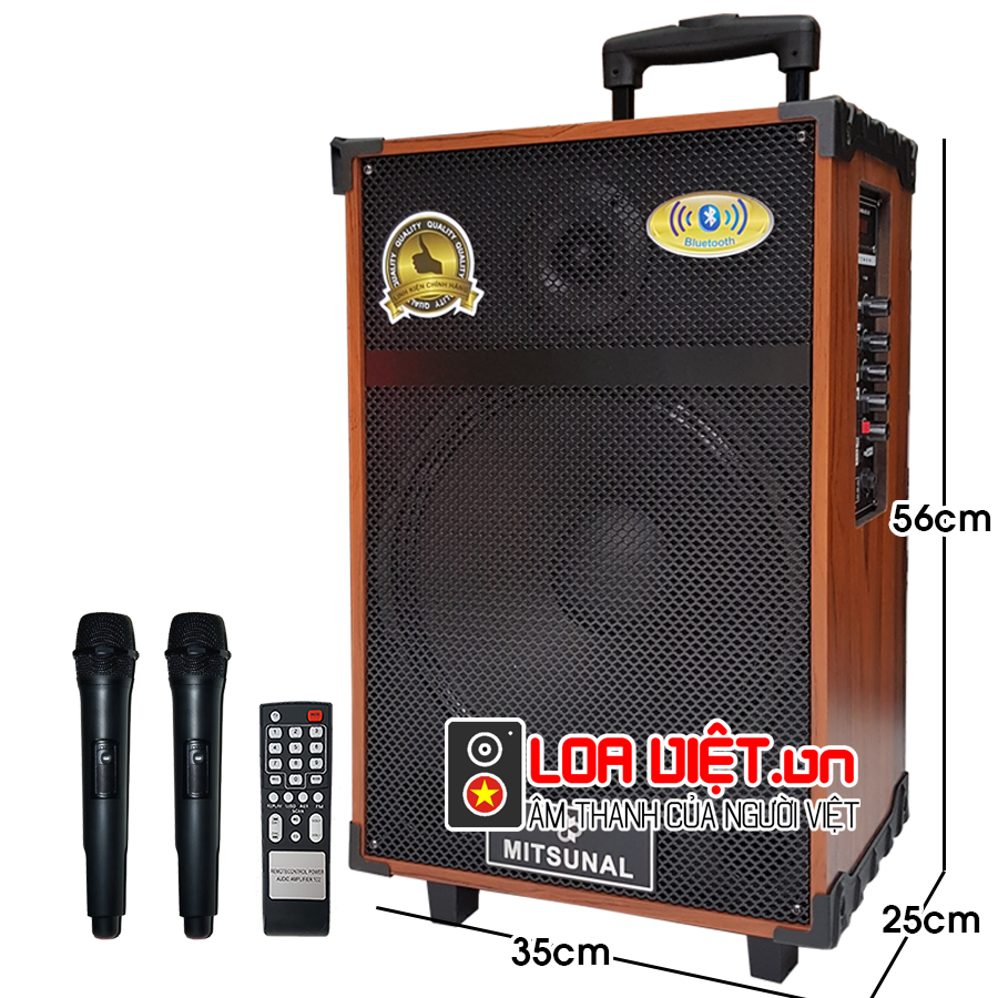 Loa kéo di động Mitsunal T1209 - Vỏ gỗ - Bass 30