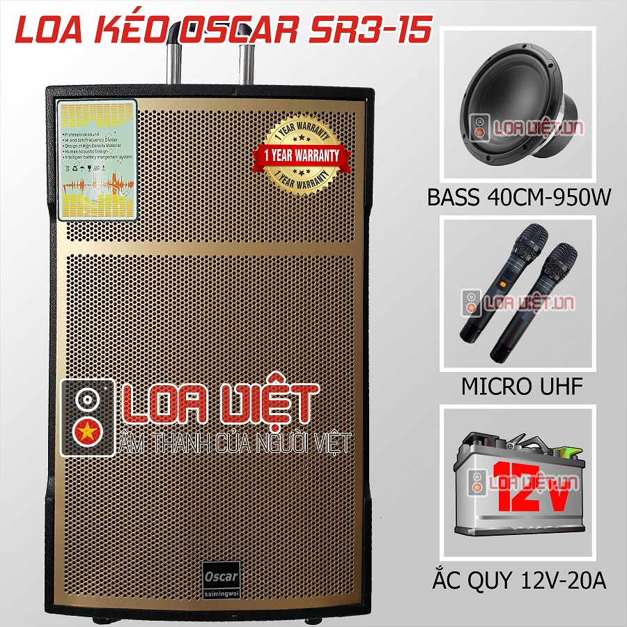 [Loaviet.vn] Loa kéo di động Oscar SR3-15 V2 - Chính hãng