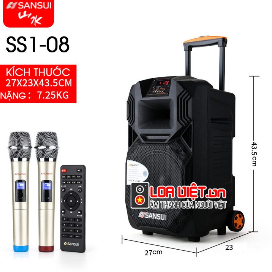 [LoaViệt.vn]Loa kéo di động Sansui SS1-08 - Chính hãng  - 08.666.43629